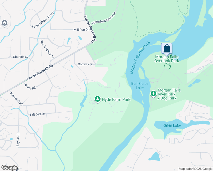 map of restaurants, bars, coffee shops, grocery stores, and more near 5621 Aven Drive in Marietta