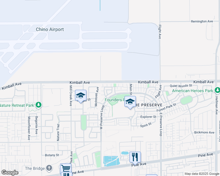 map of restaurants, bars, coffee shops, grocery stores, and more near 8161 Garden Gate Street in Chino