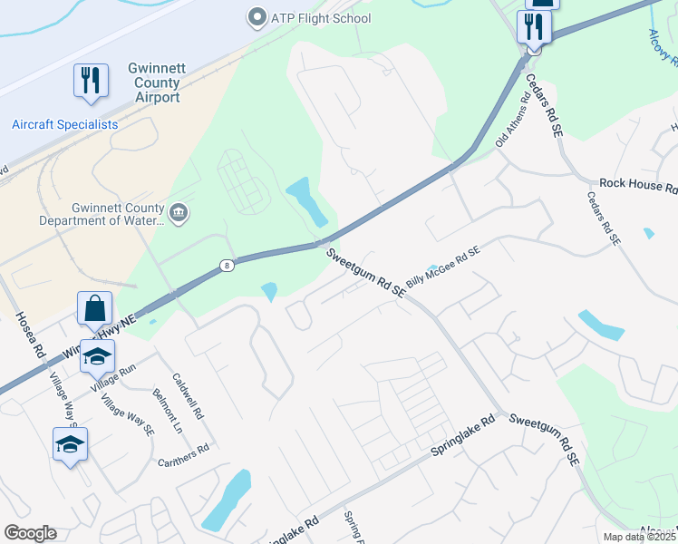 map of restaurants, bars, coffee shops, grocery stores, and more near 959 Arbor Crowne Drive in Lawrenceville