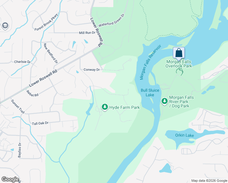map of restaurants, bars, coffee shops, grocery stores, and more near 5621 Aven Drive in Marietta