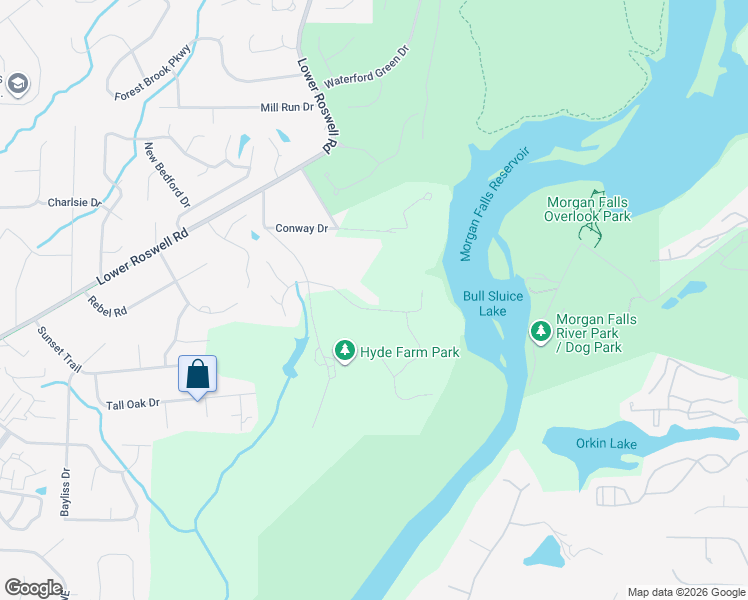 map of restaurants, bars, coffee shops, grocery stores, and more near 5621 Aven Drive in Marietta