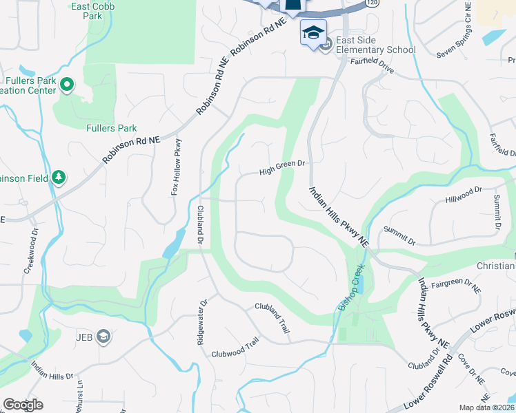 map of restaurants, bars, coffee shops, grocery stores, and more near 3760 Creekstone Way in Marietta