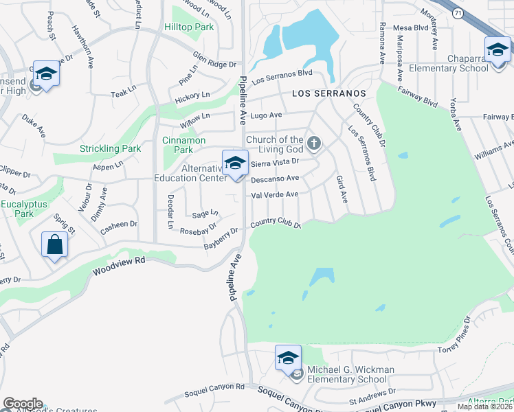 map of restaurants, bars, coffee shops, grocery stores, and more near 15770 Country Club Drive in Chino Hills
