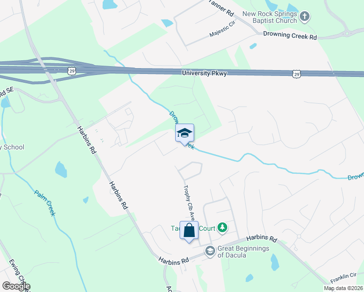 map of restaurants, bars, coffee shops, grocery stores, and more near 983 Mary Frances Court in Dacula