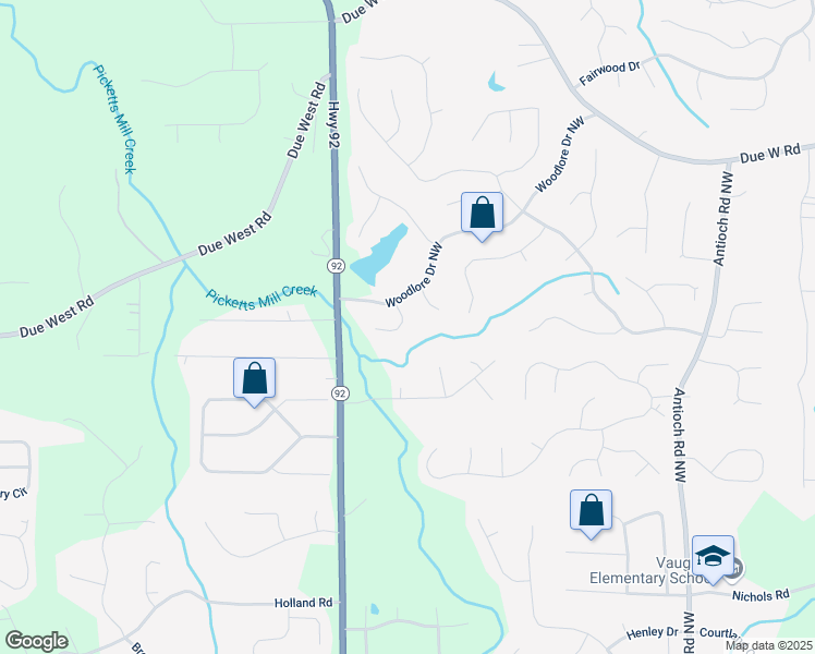 map of restaurants, bars, coffee shops, grocery stores, and more near 492 Broadstone Way in Acworth