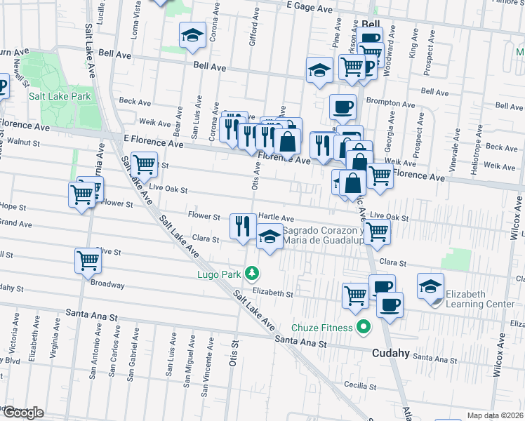 map of restaurants, bars, coffee shops, grocery stores, and more near 4200 Hartle Avenue in Cudahy