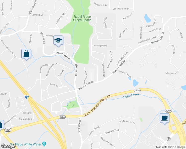 map of restaurants, bars, coffee shops, grocery stores, and more near 770 Coventry Township Place in Marietta