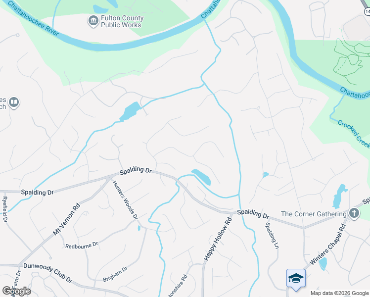 map of restaurants, bars, coffee shops, grocery stores, and more near 7805 Landowne Drive in Atlanta
