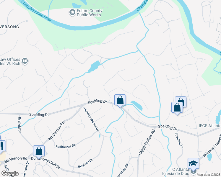map of restaurants, bars, coffee shops, grocery stores, and more near 7750 Landowne Drive in Atlanta