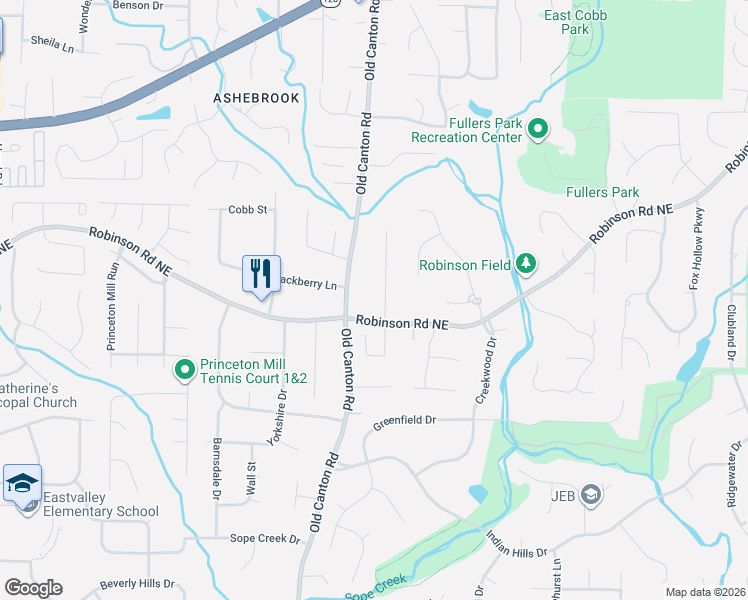map of restaurants, bars, coffee shops, grocery stores, and more near 600 Maddie Way in Marietta