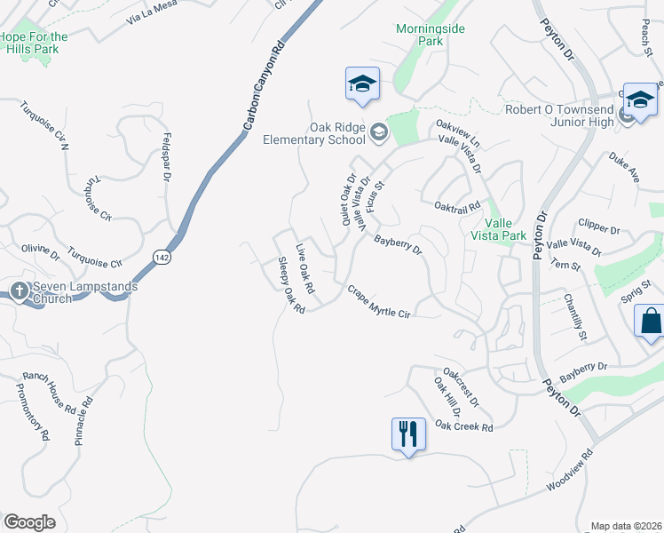 map of restaurants, bars, coffee shops, grocery stores, and more near 2859 Crape Myrtle Circle in Chino Hills