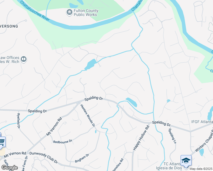 map of restaurants, bars, coffee shops, grocery stores, and more near 7750 Landowne Drive in Atlanta