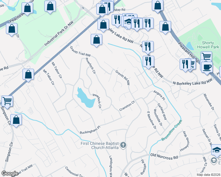 map of restaurants, bars, coffee shops, grocery stores, and more near 4059 Admirals Court in Duluth