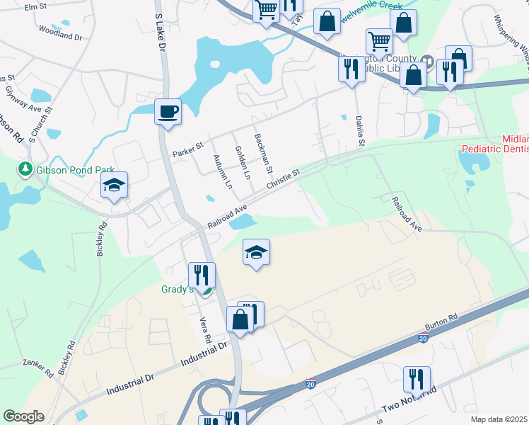 map of restaurants, bars, coffee shops, grocery stores, and more near 142 Railroad Avenue in Lexington