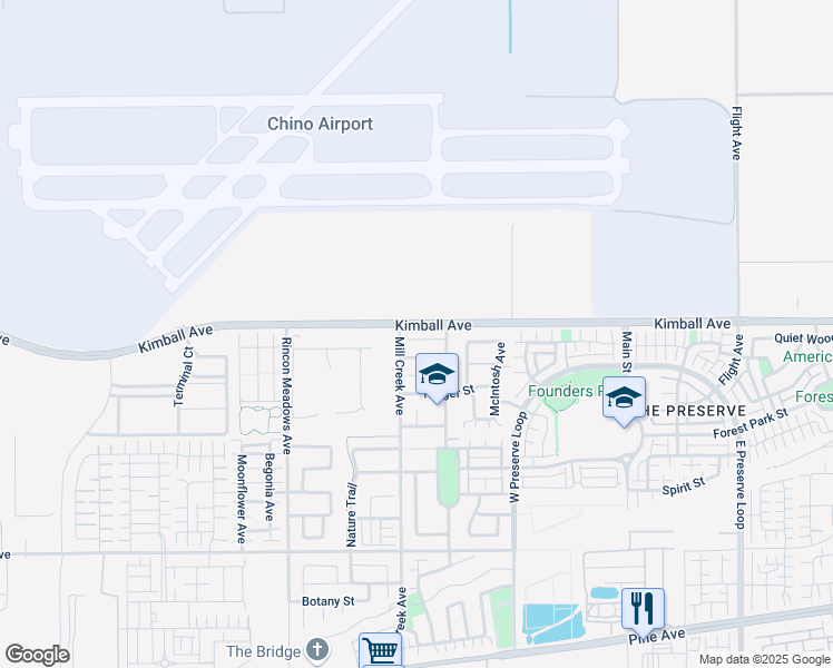 map of restaurants, bars, coffee shops, grocery stores, and more near 15501-15699, 15500-15698 Cucamonga Avenue in Chino