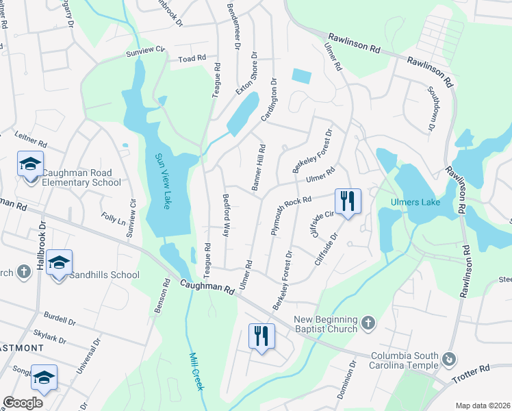 map of restaurants, bars, coffee shops, grocery stores, and more near 2937 Ulmer Road in Columbia