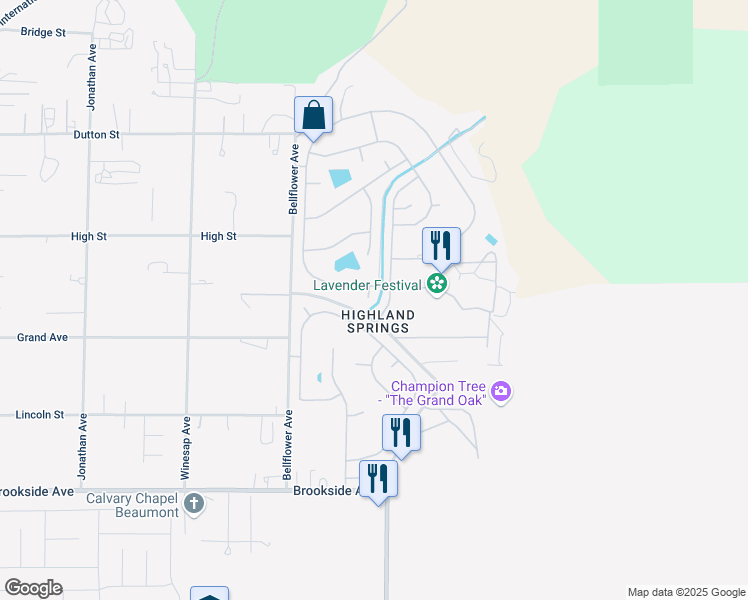 map of restaurants, bars, coffee shops, grocery stores, and more near 10528 Arapahoe Circle in Cherry Valley