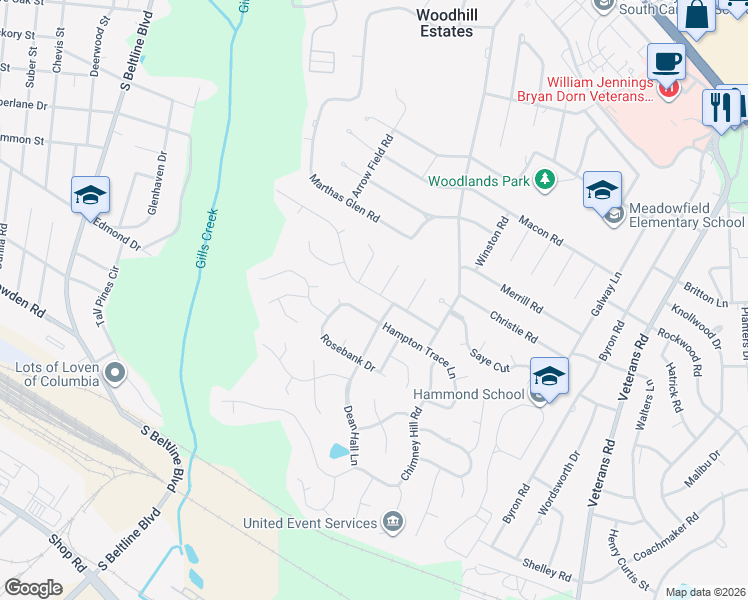 map of restaurants, bars, coffee shops, grocery stores, and more near 2 Trafalgar Court in Columbia