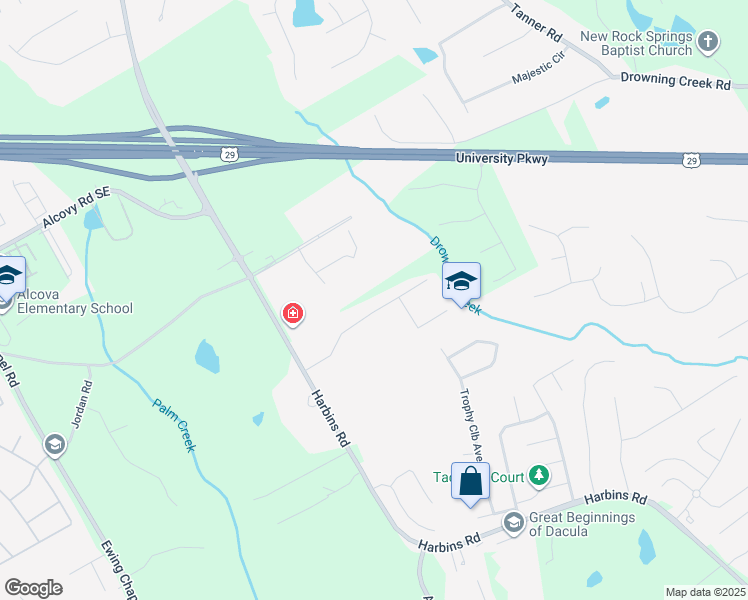 map of restaurants, bars, coffee shops, grocery stores, and more near 2498 Courtney Renea Drive in Dacula