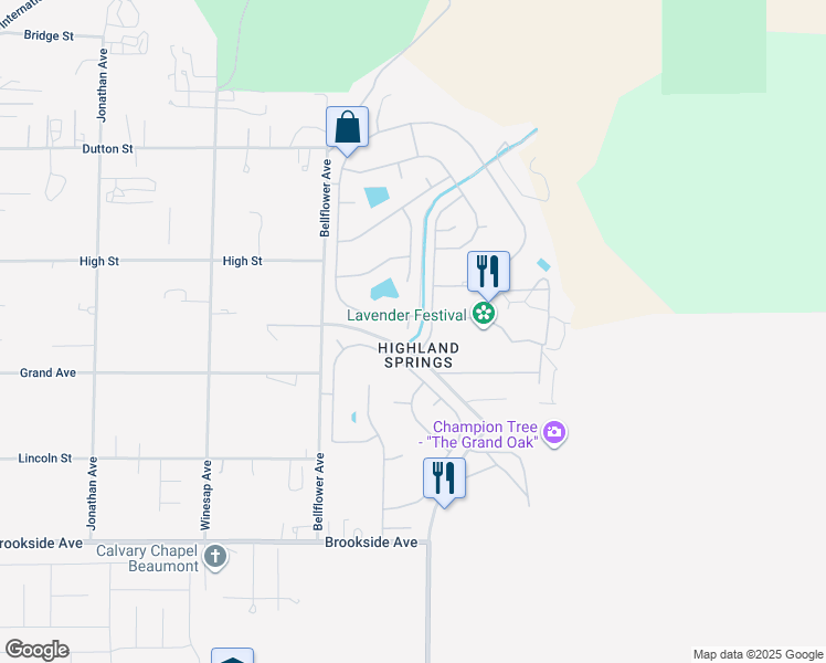 map of restaurants, bars, coffee shops, grocery stores, and more near 10528 Arapahoe Circle in Cherry Valley