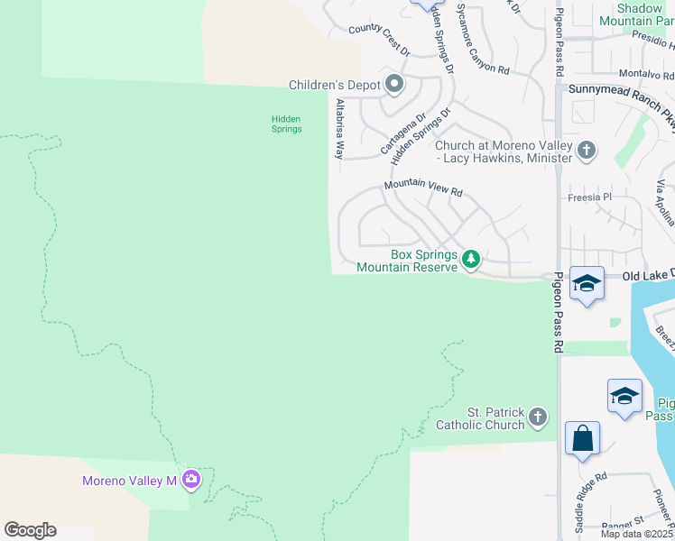 map of restaurants, bars, coffee shops, grocery stores, and more near 10482 Valley Crest Circle in Moreno Valley