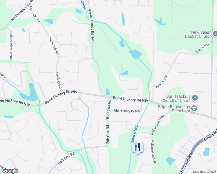 map of restaurants, bars, coffee shops, grocery stores, and more near 612 Gordon Combs Road Northwest in Marietta