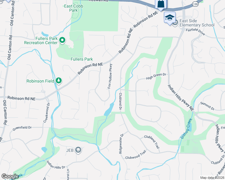 map of restaurants, bars, coffee shops, grocery stores, and more near 836 Fox Hollow Parkway in Marietta