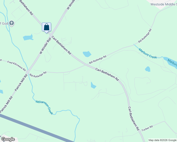 map of restaurants, bars, coffee shops, grocery stores, and more near 1052 Carl-Bethlehem Road in Winder