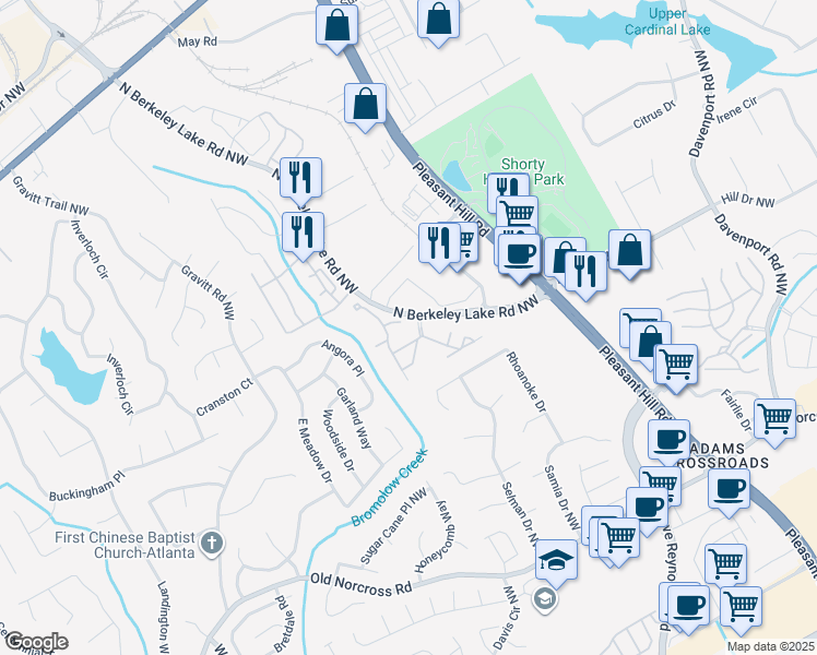 map of restaurants, bars, coffee shops, grocery stores, and more near in Duluth