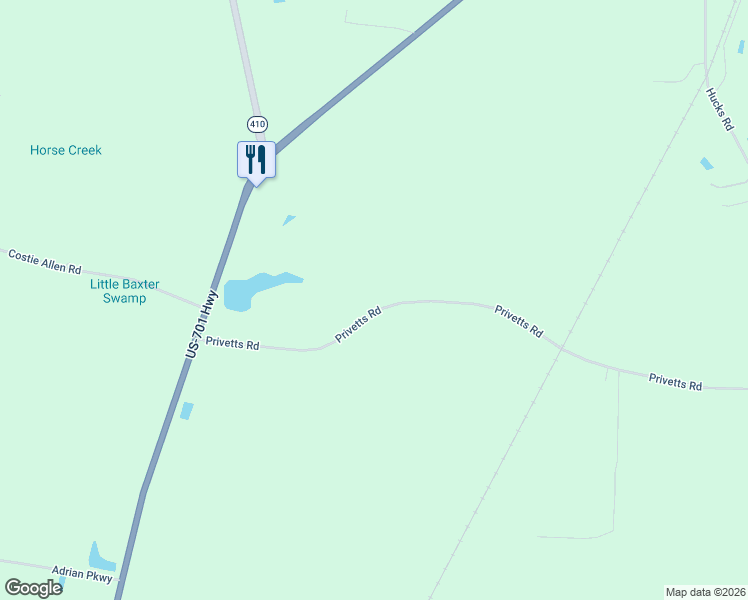 map of restaurants, bars, coffee shops, grocery stores, and more near 4505 Privetts Road in Conway