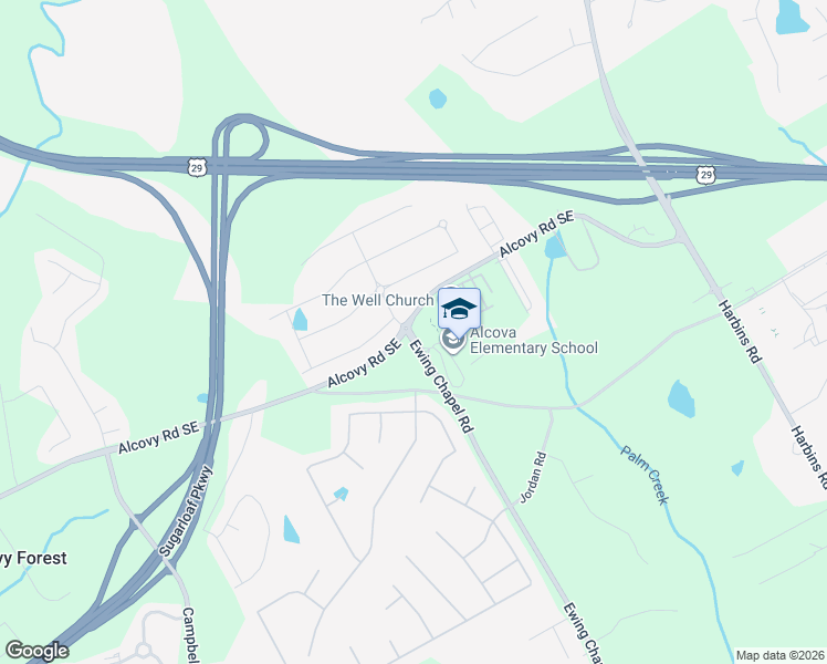 map of restaurants, bars, coffee shops, grocery stores, and more near Ewing Chapel Road in Dacula