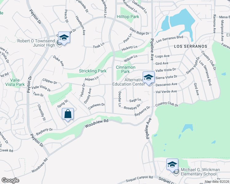 map of restaurants, bars, coffee shops, grocery stores, and more near 15673 Rolling Ridge Drive in Chino Hills