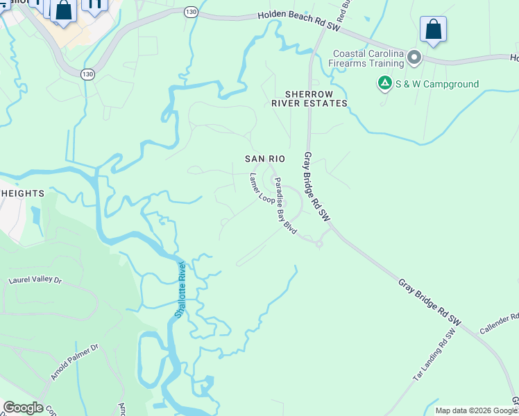 map of restaurants, bars, coffee shops, grocery stores, and more near 580 Gray Bridge Rd in Shallotte