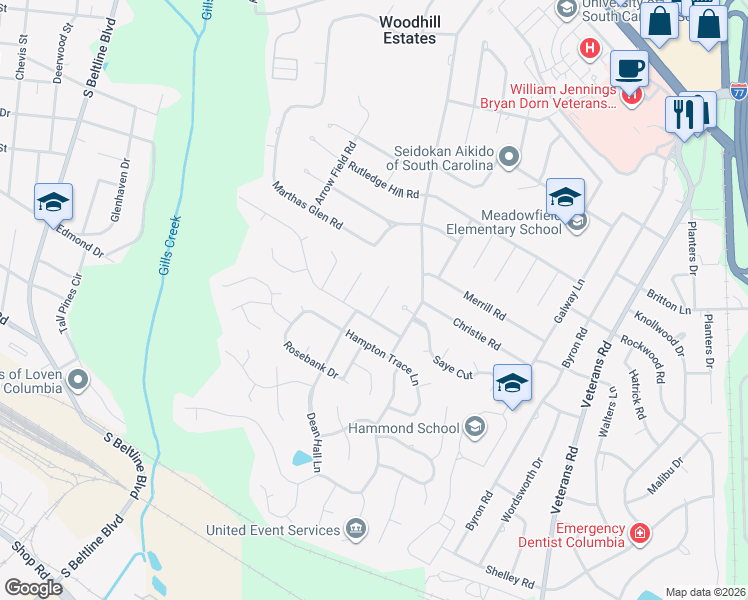 map of restaurants, bars, coffee shops, grocery stores, and more near 8 Lord Nelson Court in Columbia