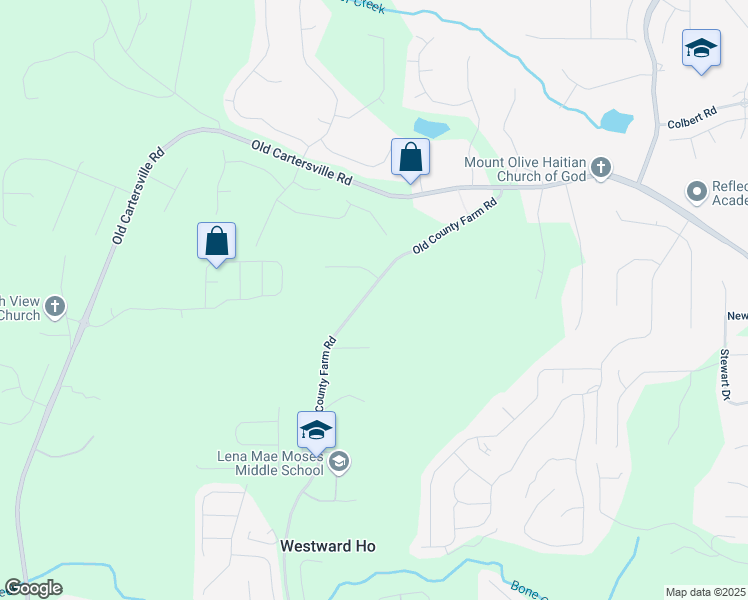 map of restaurants, bars, coffee shops, grocery stores, and more near 1516 Old County Farm Road in Dallas