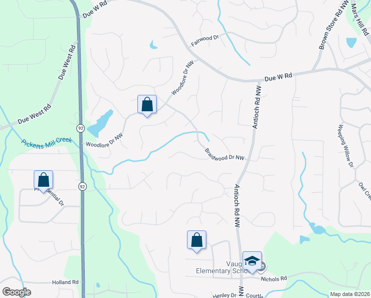 map of restaurants, bars, coffee shops, grocery stores, and more near 6082 Braidwood Bend in Acworth