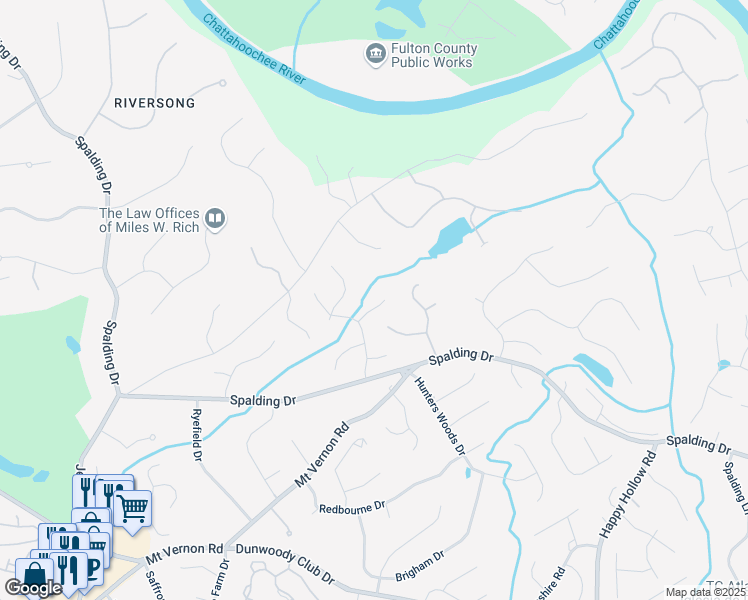 map of restaurants, bars, coffee shops, grocery stores, and more near 420 Ivy Hall Drive in Atlanta
