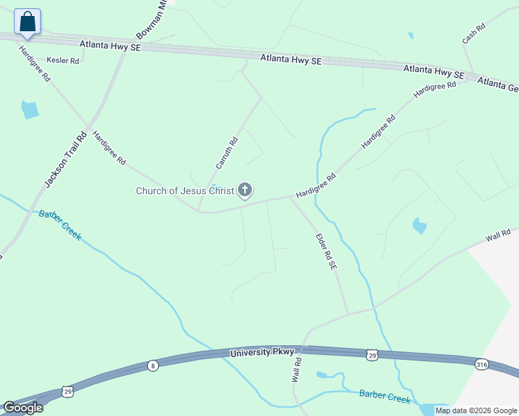 map of restaurants, bars, coffee shops, grocery stores, and more near 1438 Hardigree Road in Winder