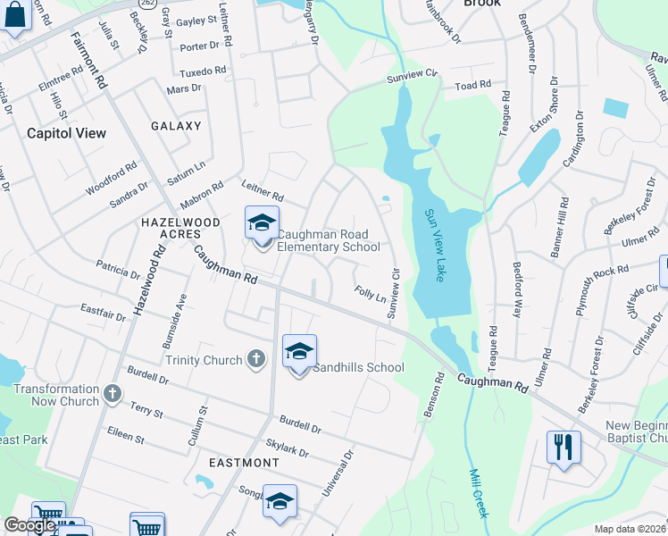 map of restaurants, bars, coffee shops, grocery stores, and more near 7817 Folly Court in Columbia