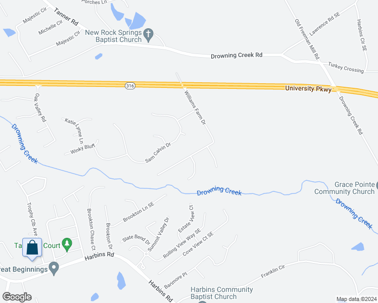 map of restaurants, bars, coffee shops, grocery stores, and more near 2950 Williams Farm Drive in Dacula