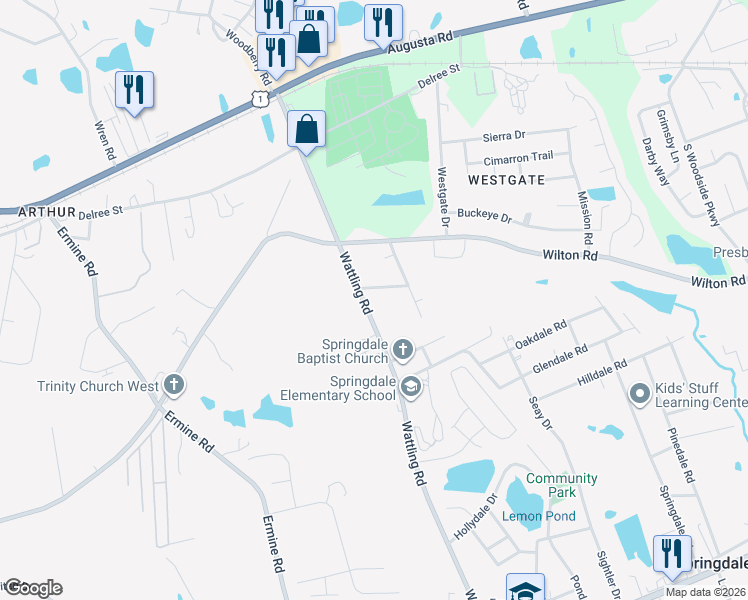 map of restaurants, bars, coffee shops, grocery stores, and more near 3209 Marion Street in West Columbia
