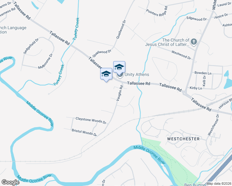 map of restaurants, bars, coffee shops, grocery stores, and more near 109 Howell Way in Athens