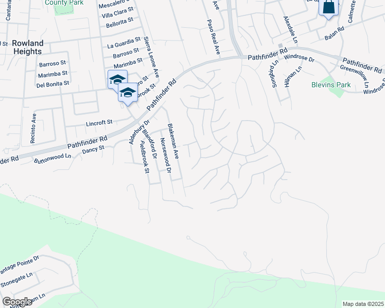 map of restaurants, bars, coffee shops, grocery stores, and more near 2926 Easton Place in Rowland Heights