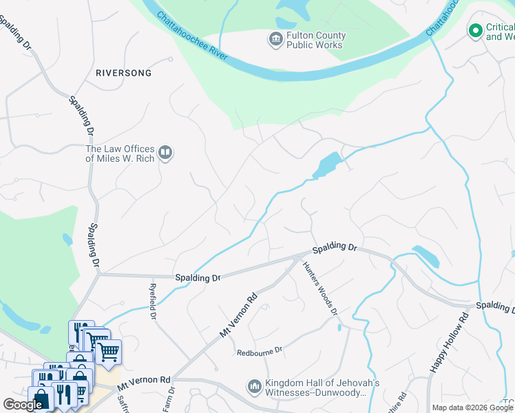 map of restaurants, bars, coffee shops, grocery stores, and more near 625 Eaton Place in Atlanta