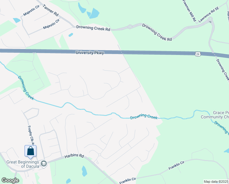 map of restaurants, bars, coffee shops, grocery stores, and more near 2783 Sam Calvin Drive in Dacula