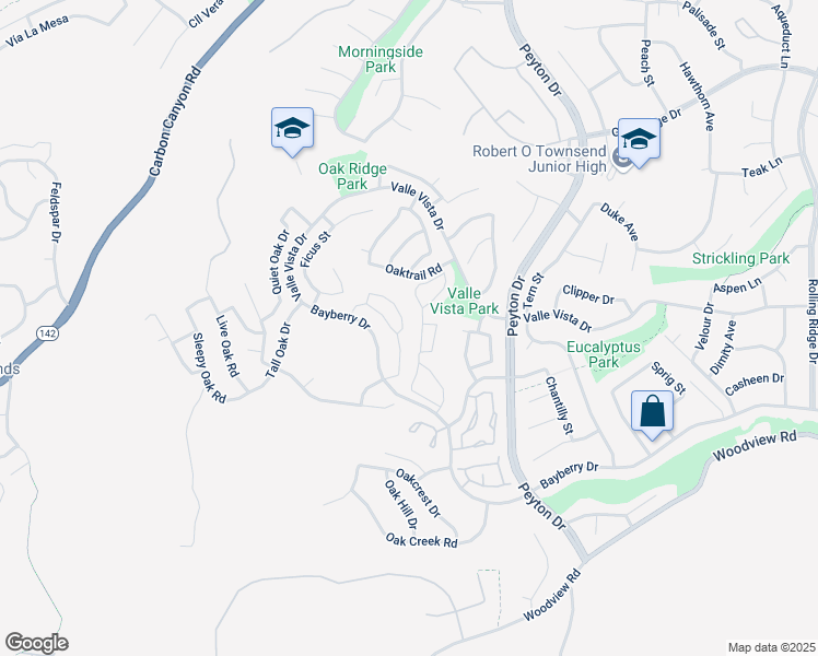 map of restaurants, bars, coffee shops, grocery stores, and more near 15689 Ladera Vista Drive in Chino Hills