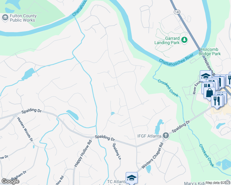 map of restaurants, bars, coffee shops, grocery stores, and more near 400 Meadow Gate Close in Atlanta