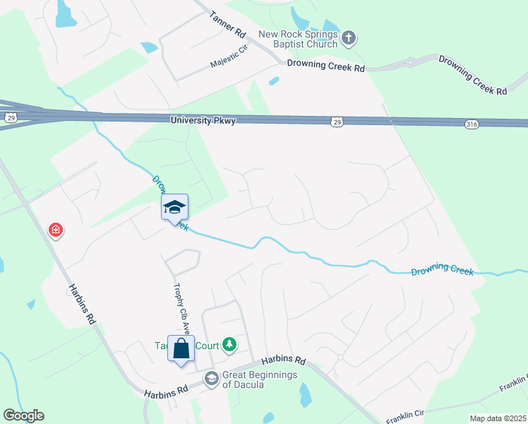 map of restaurants, bars, coffee shops, grocery stores, and more near 2767 James Henry Drive in Dacula
