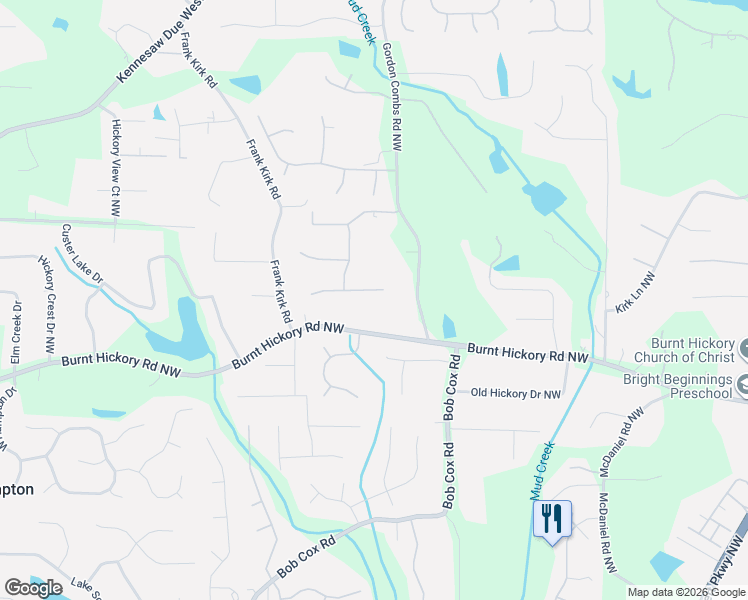 map of restaurants, bars, coffee shops, grocery stores, and more near 2895 Watchmans Walk Northwest in Marietta
