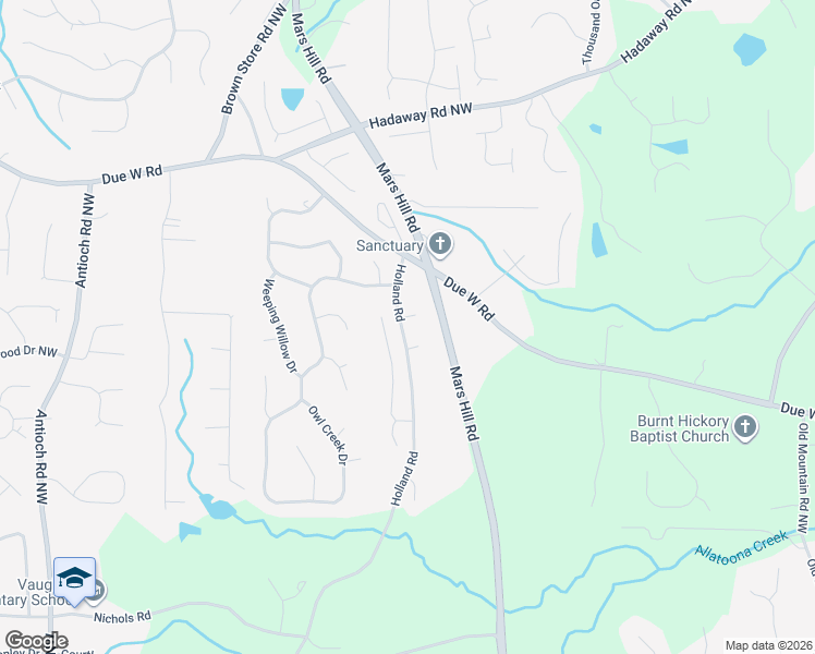 map of restaurants, bars, coffee shops, grocery stores, and more near 5501 Woods Court Northwest in Powder Springs